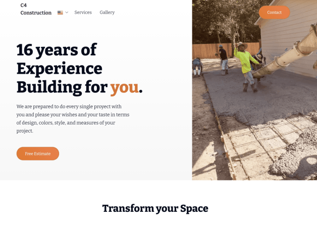 screenshot of the project's website